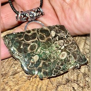 Large Elemia Turritella Agate Pendant 2”